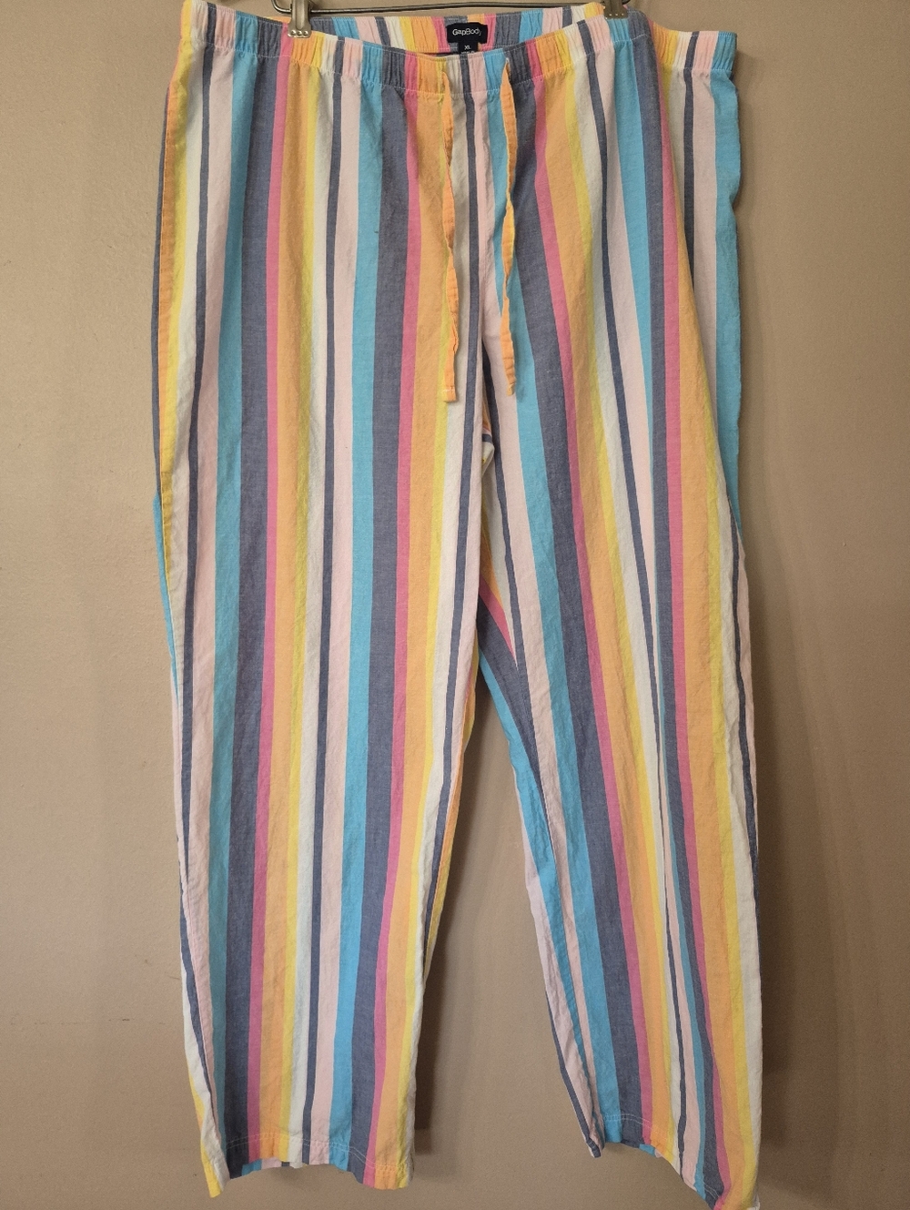 Gap Body 100% Cotton Pastel Rainbow Striped Lounge Pants
